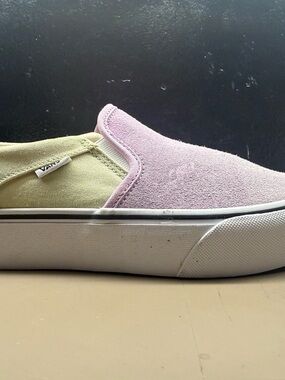 New w/o Box Women Vans Suede Pastel Multicolor Colorblocks Slip On Platform W8.5